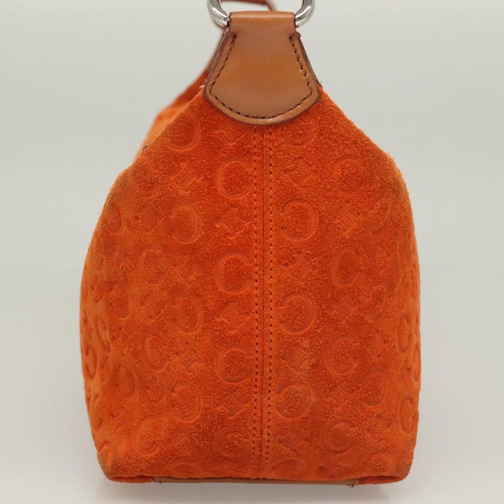 CELINE C Macadam Canvas Hand Bag Suede Orange Silver Auth bs27483 - Picture 5 of 16